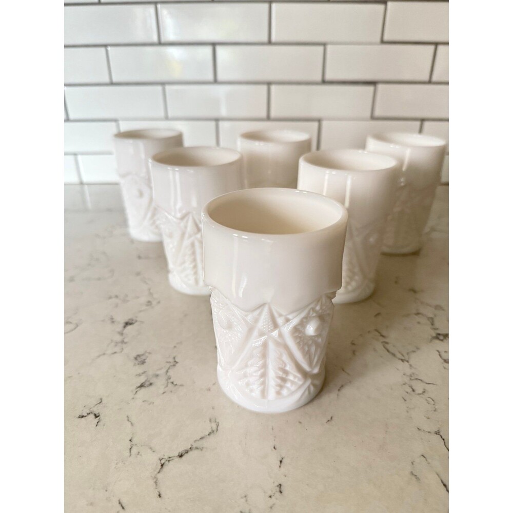 Valtec Milk Glass Tumbler Star & Groove by Kemple set of 6